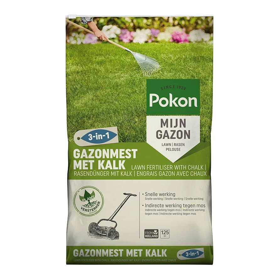 Pokon Gazonmest Met Kalk 3-in-1 125 M2 3 Pokon Gazonmest Met Kalk 3-in-1 125 M2